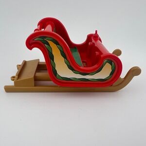 Vintage Playmobil Santa Sleigh Sled Red Green Christmas 1987 Geobra